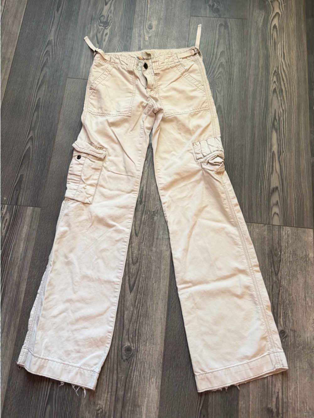 American Eagle Outfitters Beige Cargo Pants with Striped Waistband Accent